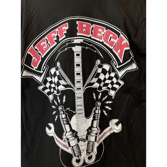 Jeff Beck 2014 World Tour Double Sided w Tour Stops Black T-Shirt Sz M NOS - Picture 2 of 4